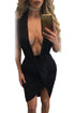 Sexy Black Daring Plunge Ruched Halter Dress